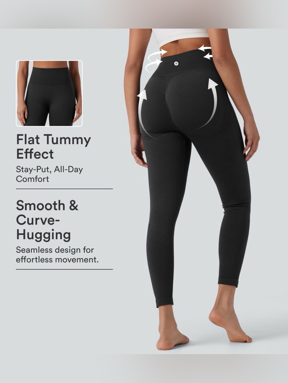 Halara OneForm Seamless Flow Leggings M Black Tummy Control Lift Yoga Workout.